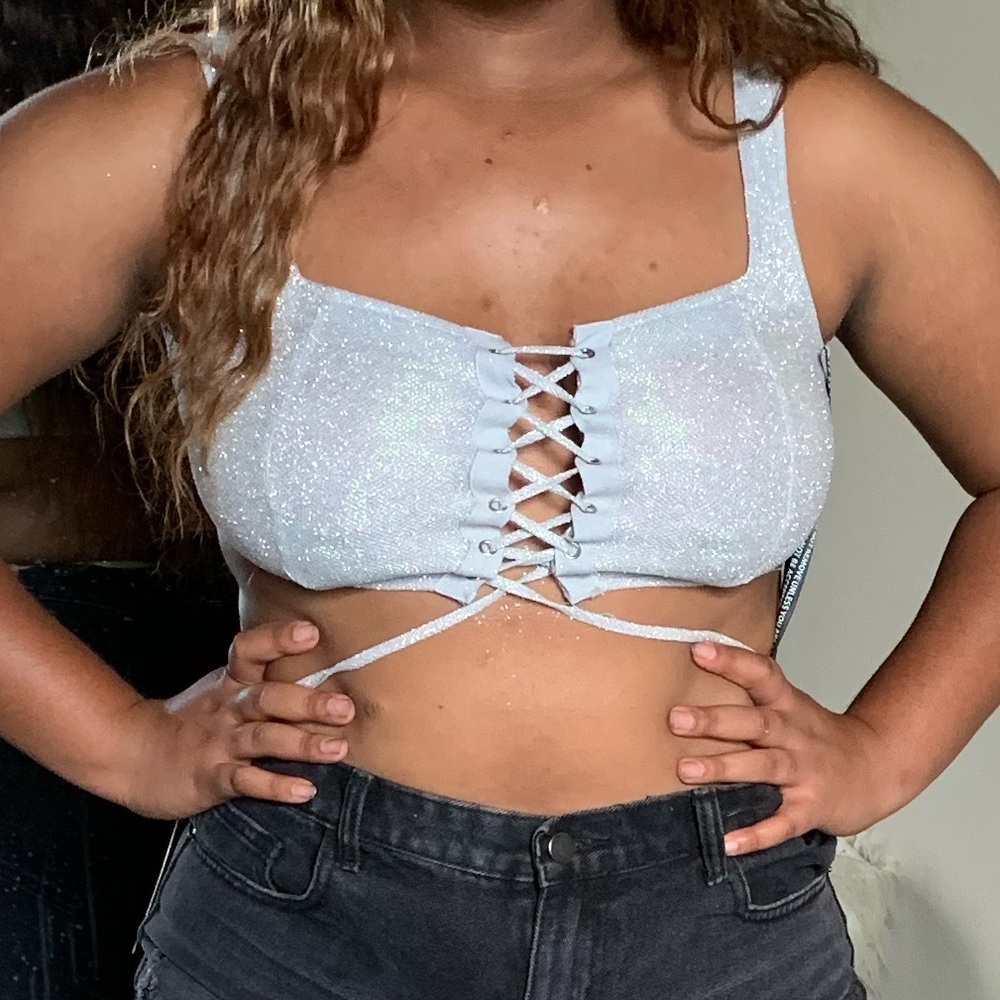 Plt x saweetie Glitter crop top